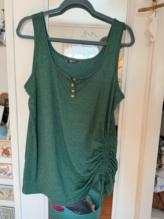 Merona Tops - Merona Dark Green Scoop Neck Tank with Side Ruching